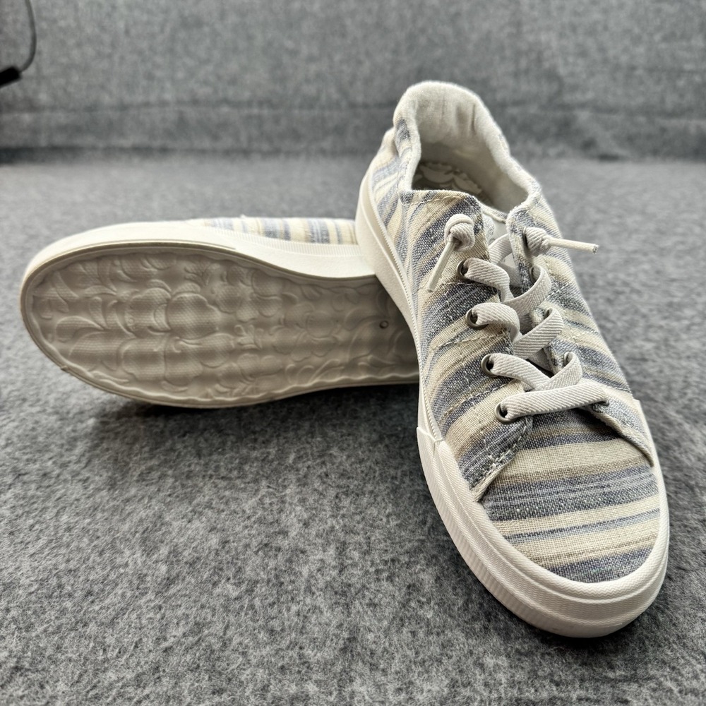 Roxy Summer Sky Canvas Sneaker Ivory/blue Stripe Women 7 Skater Girl Sporty NWOT - Picture 4 of 8